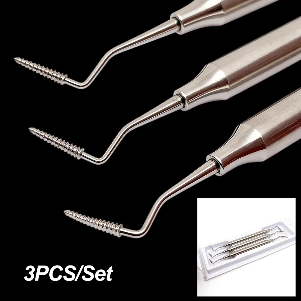 3Pcs/Set Dental Periodontal Bone File Double Ends Stainless Steel Autoclavable Perio Surface Instruments