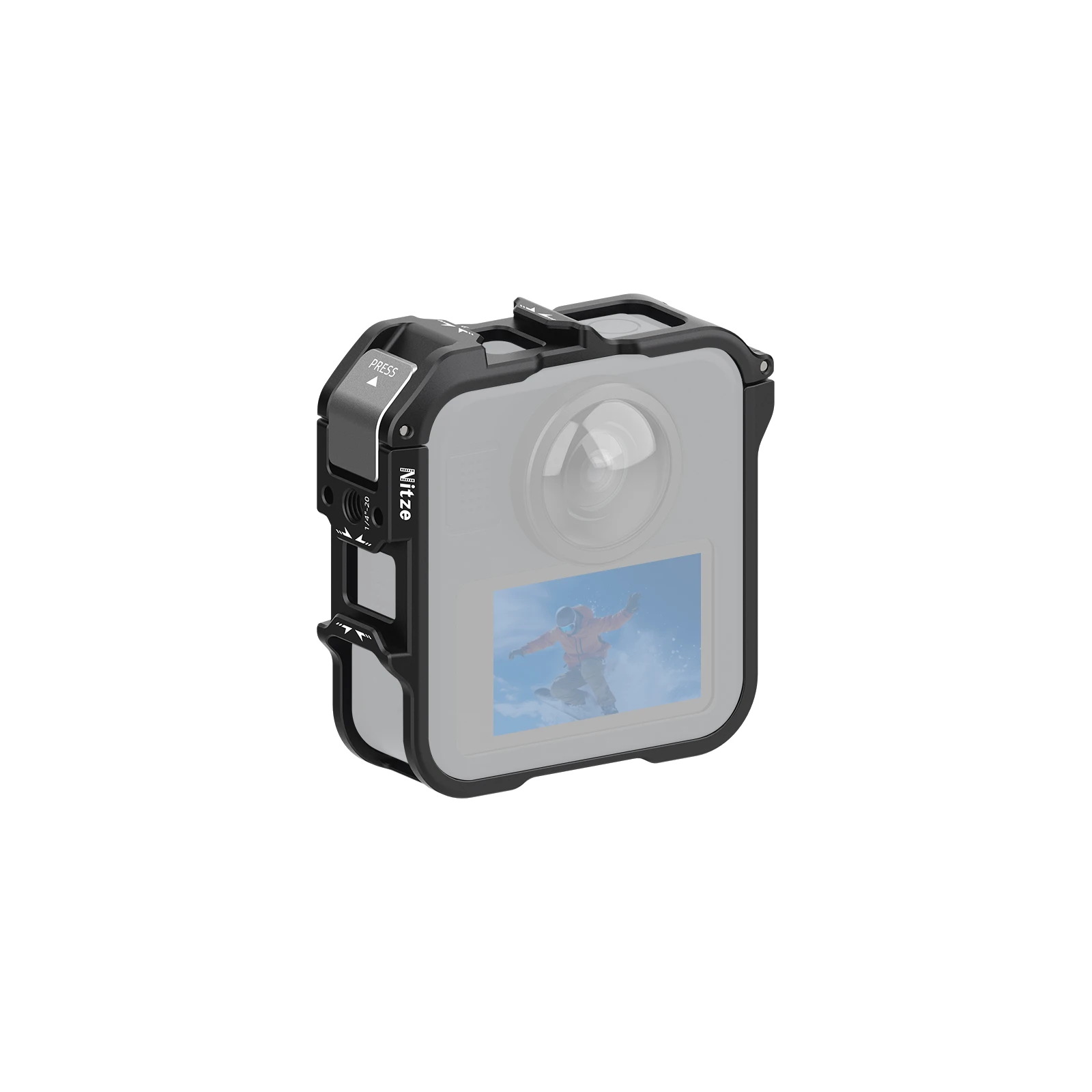 

Nitze Aluminum Alloy Cage compatible with GoPro MAX2 360 Action Camera, with Built-in Cold Shoe and 1/4" Locating Hole