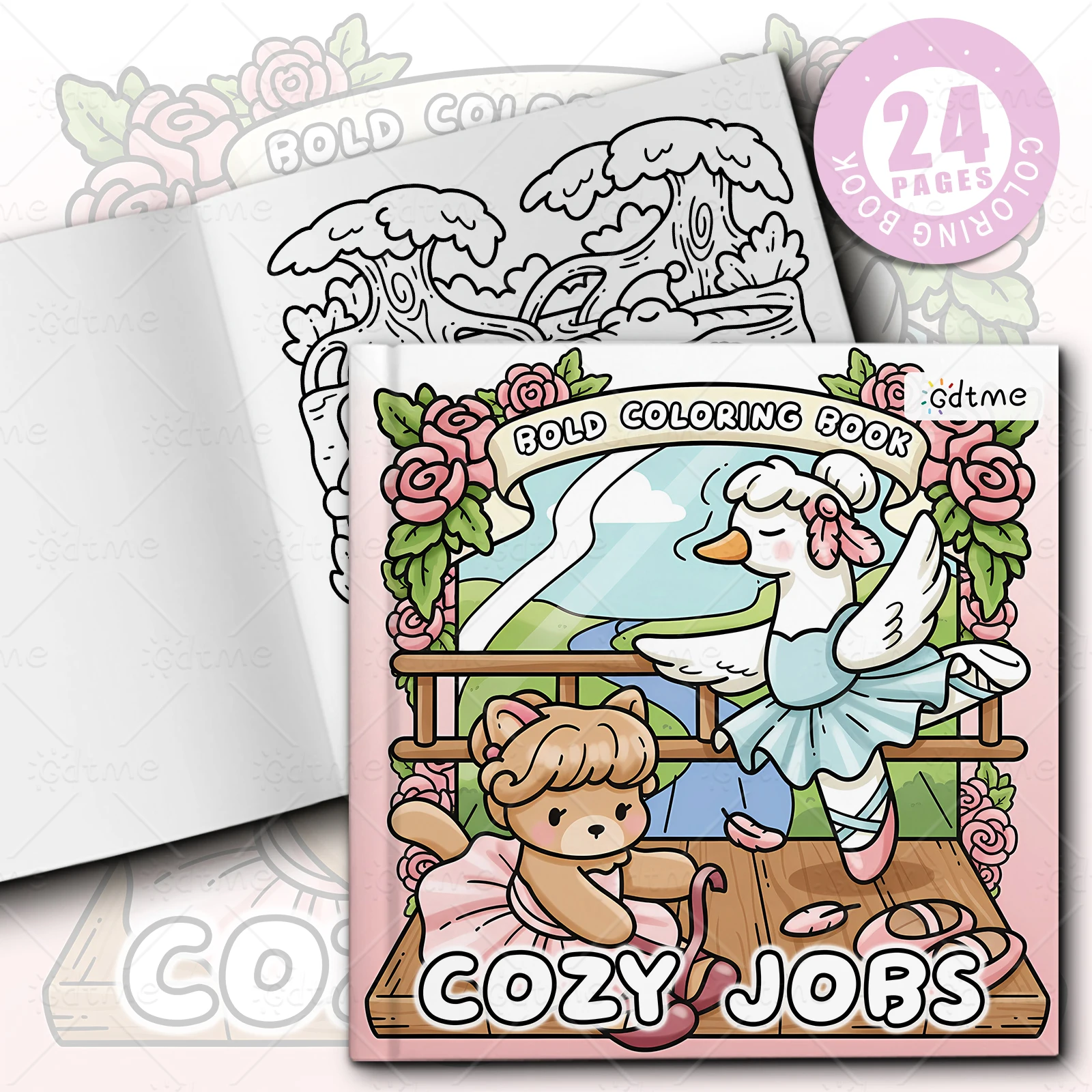 COZY JOBS Malbuch mit einfachen Mustern für Erwachsene, niedliches Zeichenbuch, perfektes Geschenk für Party und Geburtstag – Detail 1