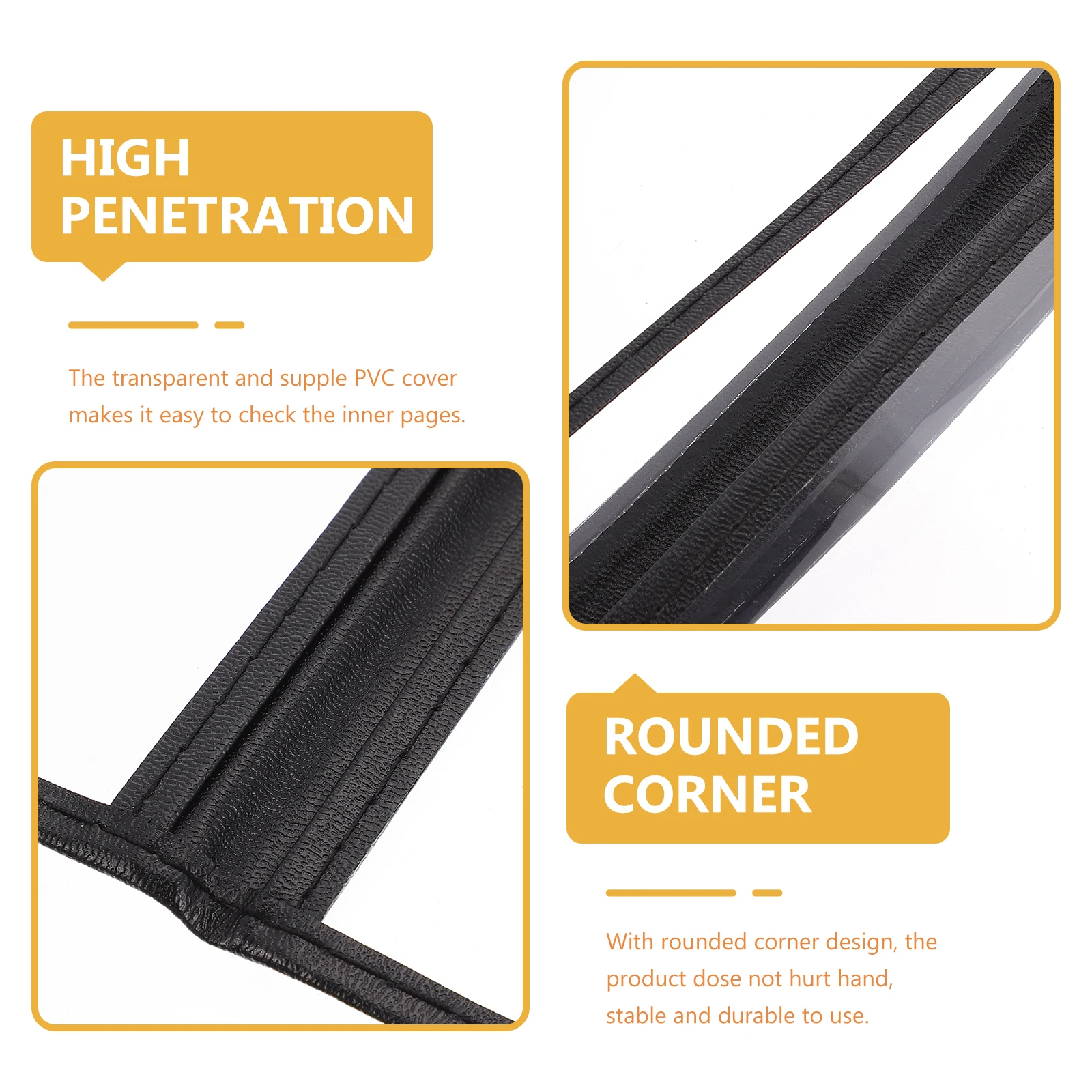 Clear Pvc Binder Cover Folder Restaurant Supply Kitchen Menu Binder Rounded Corner Easy Storage Durable Portable Loose Leaf Ring