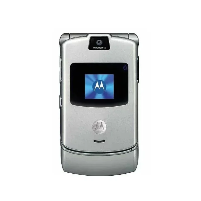 Восстановленный разблокированный мобильный телефон MOTOROLA RAZR V3, раскладушка, Bluetooth, GSM, камера 1,23 МП, 850/900/1800/1900, хорошее качество