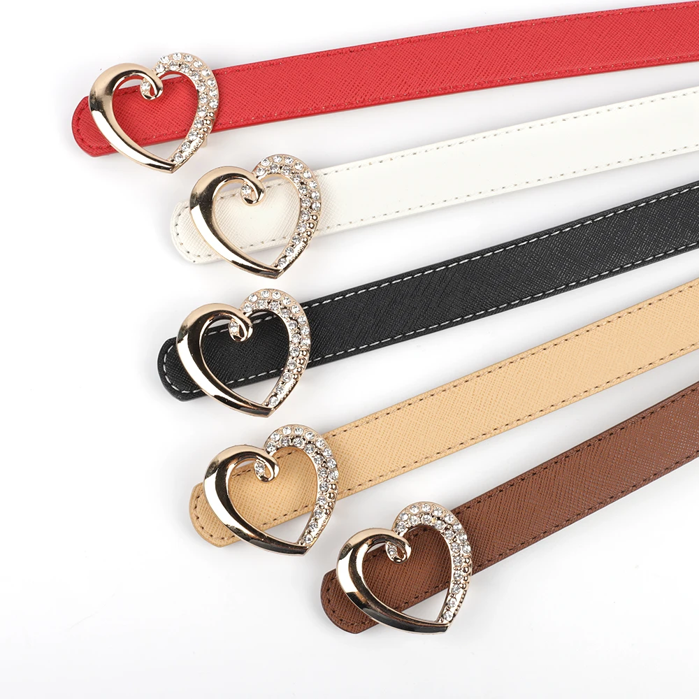 

Women Dress Belts for Women High Quality Waist Strap Peach Heart Buckle Simple Leather Waist Straps Jeans Girdle Solid Color