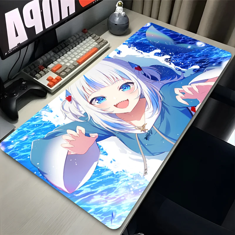 Gawr Gura Mouse Pad Large Gamer Hololive Mousepad Keyboard Mouse Mats Rubber Anti-Slip Office Computer Table Desk Mat Carpet