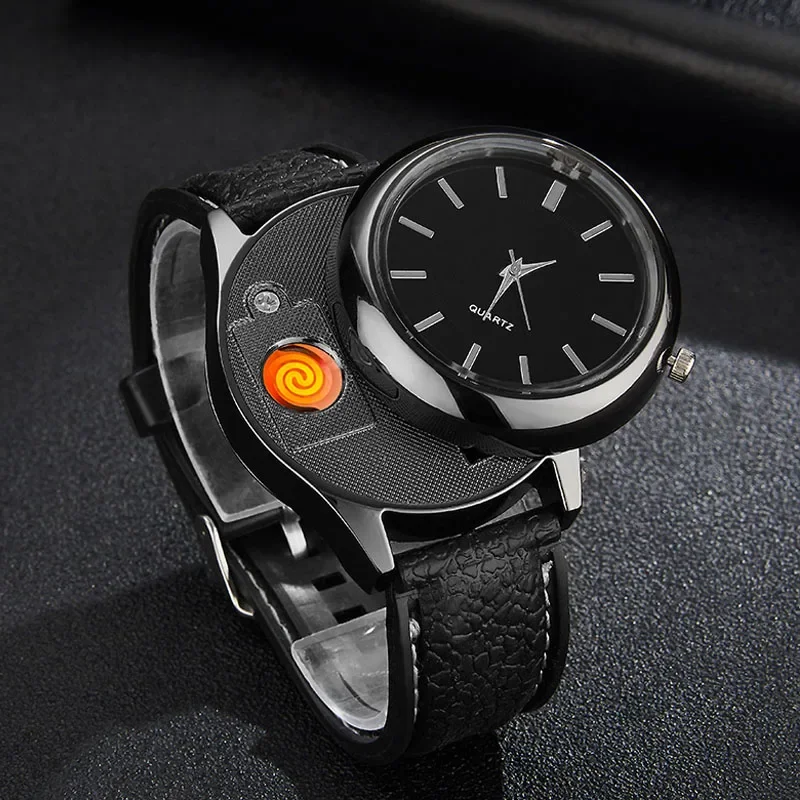 2024 New Creative Watch Lighter Men's Watch Gift Lighter Tungsten Wire Cigarette Lighter Collection Gift