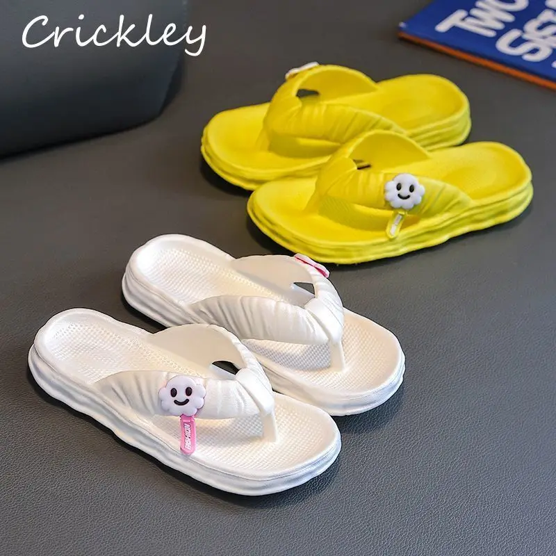 

Cute Cloud Children Flip Flops Summer Solid PVC Girls Slippers Waterproof Anti Slip Soft Sole Kids Family Beach Slippers