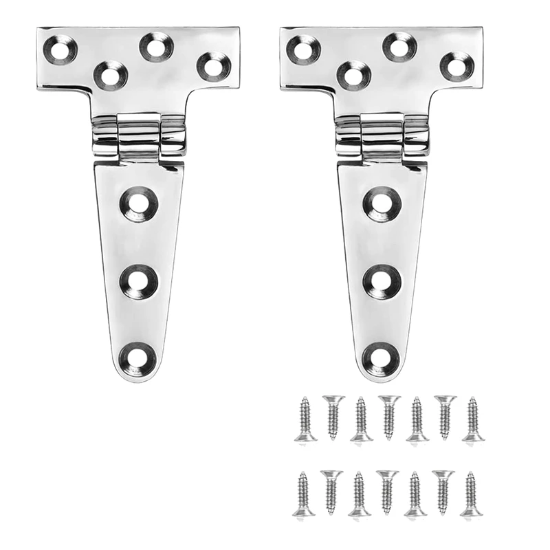 Marine Grade T Hinges, Boat Hinges, No Noise, Heavy Duty 316 Stainless Steel With Screws (2 PCS)