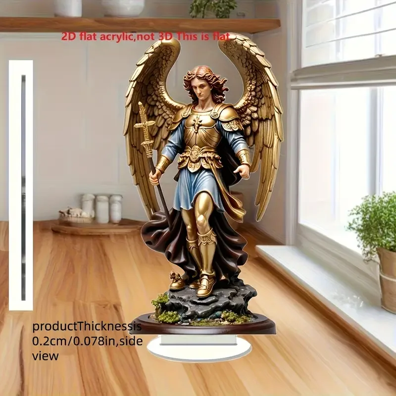 1PCS Angel Michael Desktop Decoration Statue Guardian Angel Holding Sword Religious Home and Office DecorationClassical Decora