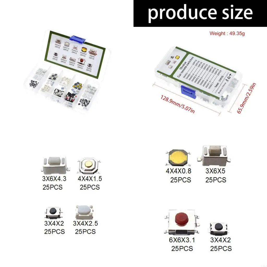 

U4LA 250PCS Strong Switches Assorted Types Easy to Use for Electronics Use