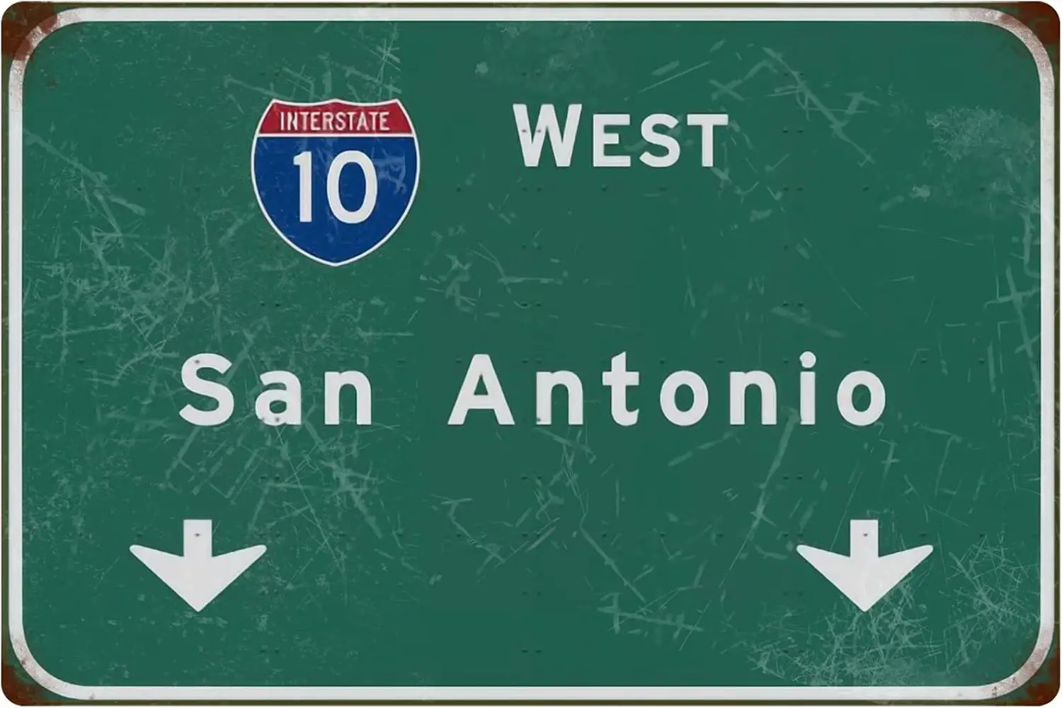 Tin Sign Vintage West San Antonio Intercontinental 10 Highway Sign Metal Painting Bar Club Restaurant Cafe Wall Decoration  sign