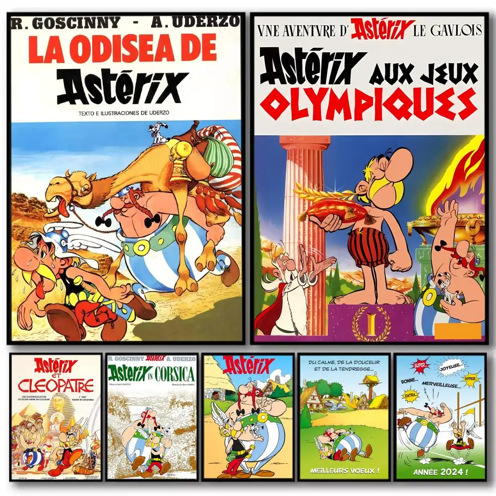 الكلاسيكية أنيمي A_Asterix وO_Obelix HD الكتان قماش المشارك جدار الفن يطبع لغرفة المعيشة غرفة نوم مكتب هدية تزيين المنزل #1