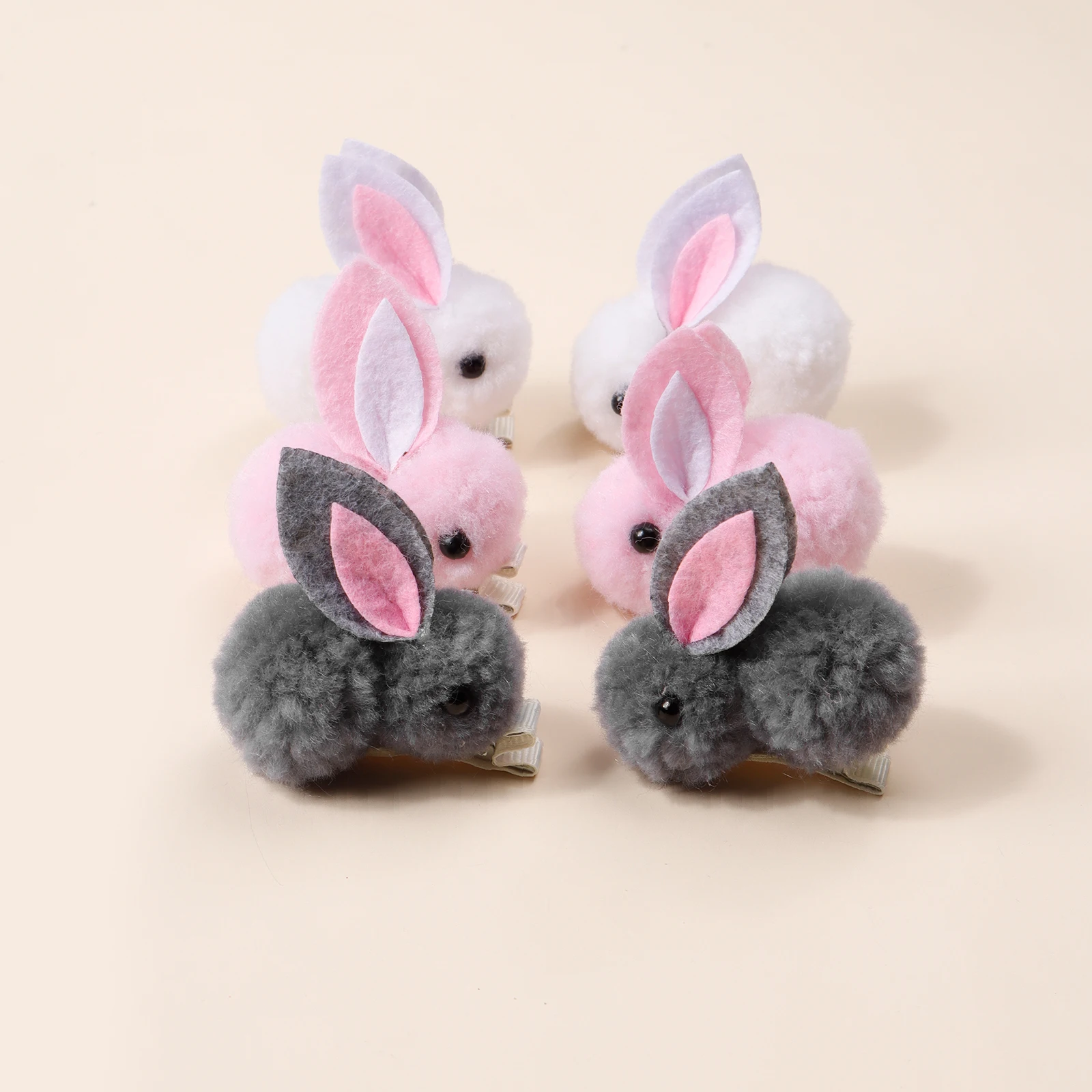 6 قطعة محاكاة القطيفة ثلاثية الأبعاد مشبك شعر الأرنب فتاة تأثيري لطيف أغطية الرأس للأطفال بدون شعر الانفجارات كليب إكسسوارات الشعر هدية