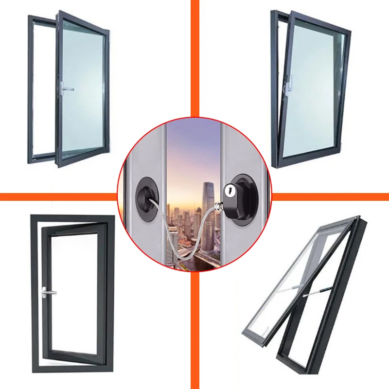 Baby Safety Lock Fridge Window Non-punching Lock Wire Cable Safety Protection