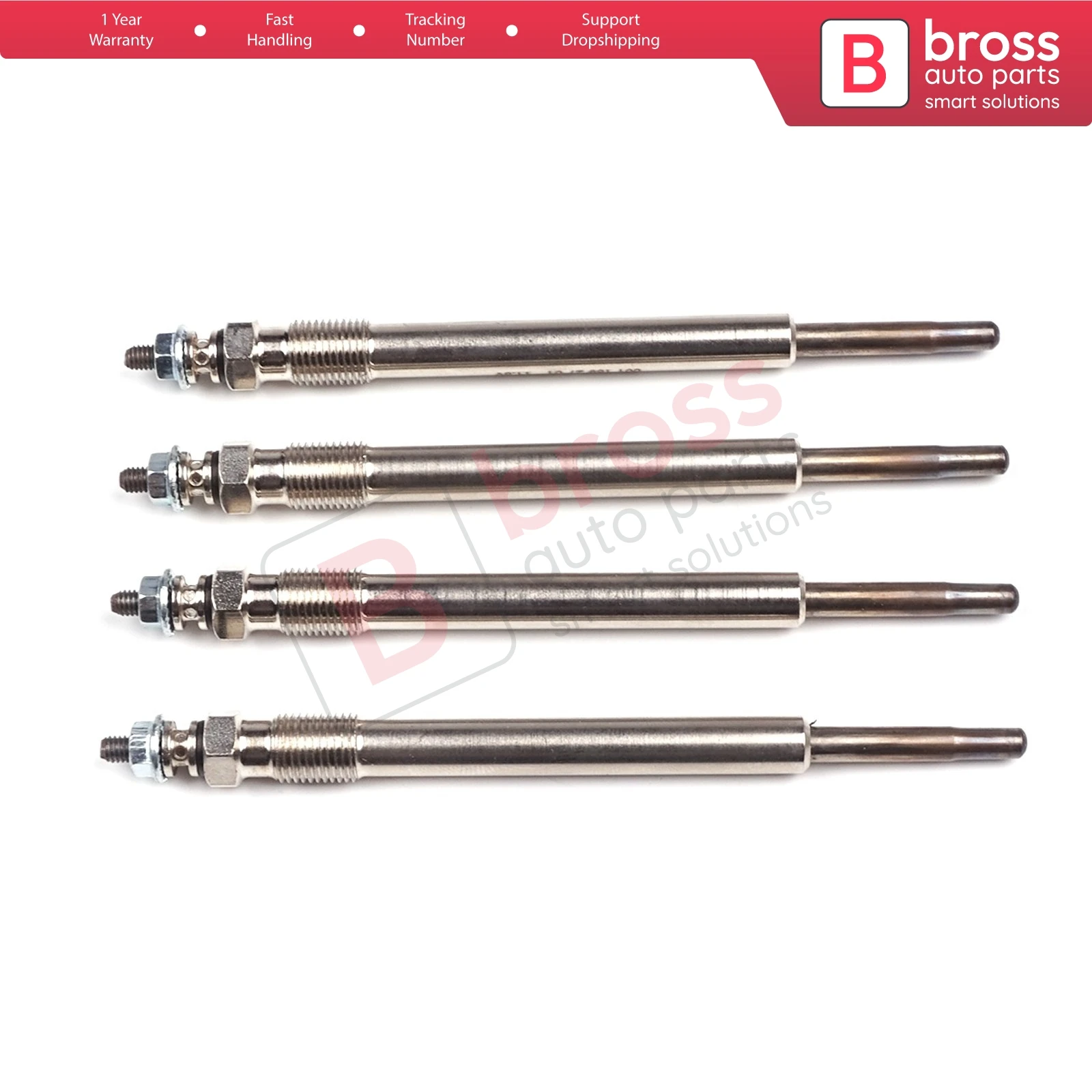 Bross Auto Parts BGP65-1 4 Pcs Heater Glow Plugs GX128, 0100226353 for Mercedes A W168 Vaneo1.7 CDI Fast Shipment Made in Turkey