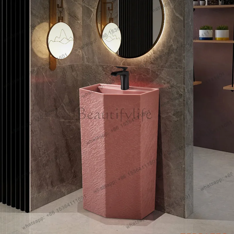 Floor-to-ceiling wash basin integrated artificial stone column outdoor pool balcony courtyard household wash basin