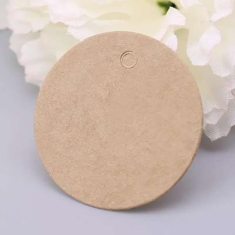 45be 100pcs trống giấy kraft Hang Tags Tiệc cưới Label Label Thẻ quà tặng 4cm