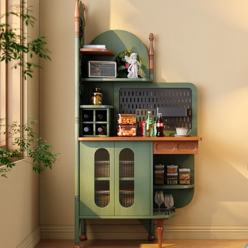 

Solid wood corner dining side cabinet integrated against the wall, living room French retro corner rack, corner cabine