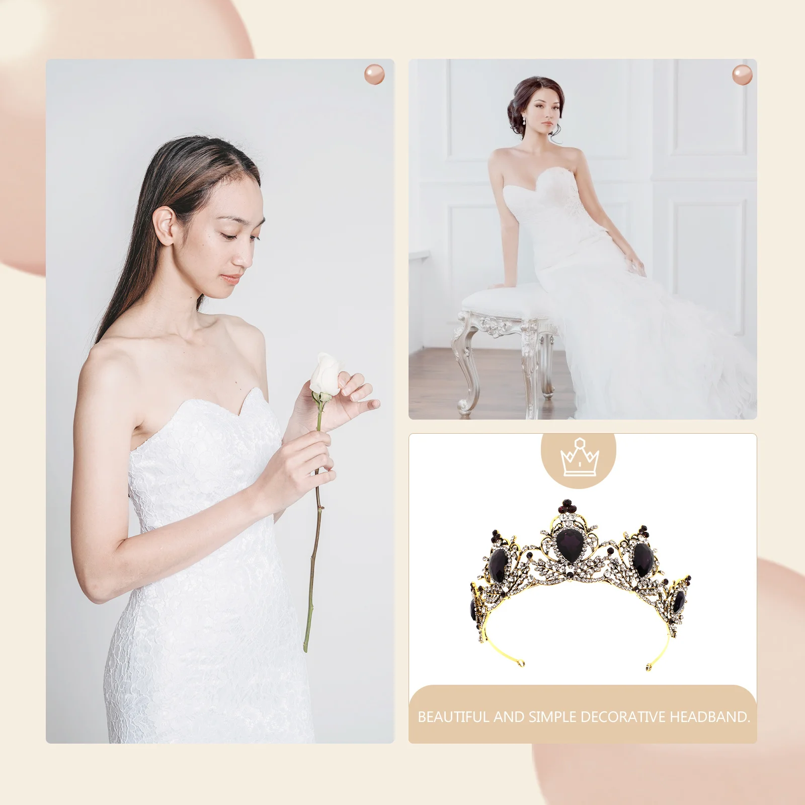 

1 шт. винтажный фиолетовый головной убор с хрустальной короной, элегантный сплав, свадебная вечеринка, реквизит для фотосессии, модный головной убор с кристаллами