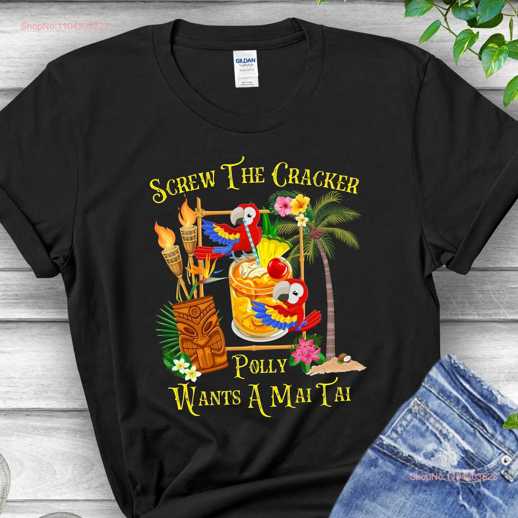 Tropical Vacation T Shirt Hawaiian Vacay Polly wants a Mai Tai Funny Island  long or short sleeves