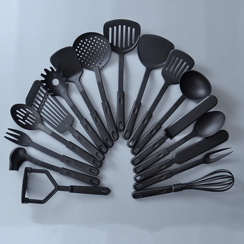 

1Set Of 17 Pcs Kitchen Utensils Non-Stick Cooking Utensils Set Black Nylon Kitchen Gadgets Tools For Cook(BPA Free)