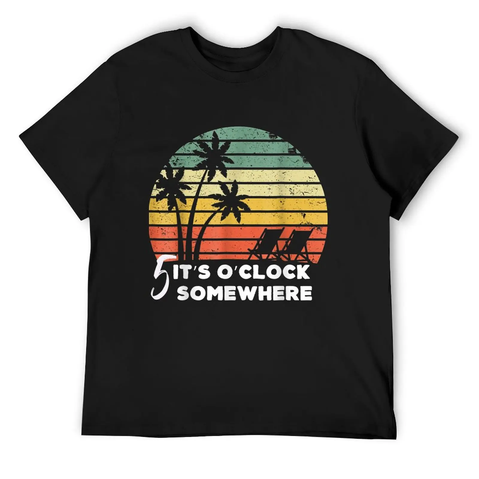 

It's 5 O'Clock Somewhere Beach Palm Tree Retro Sunset T-Shirt boys animal print for a boy designer t shirt men