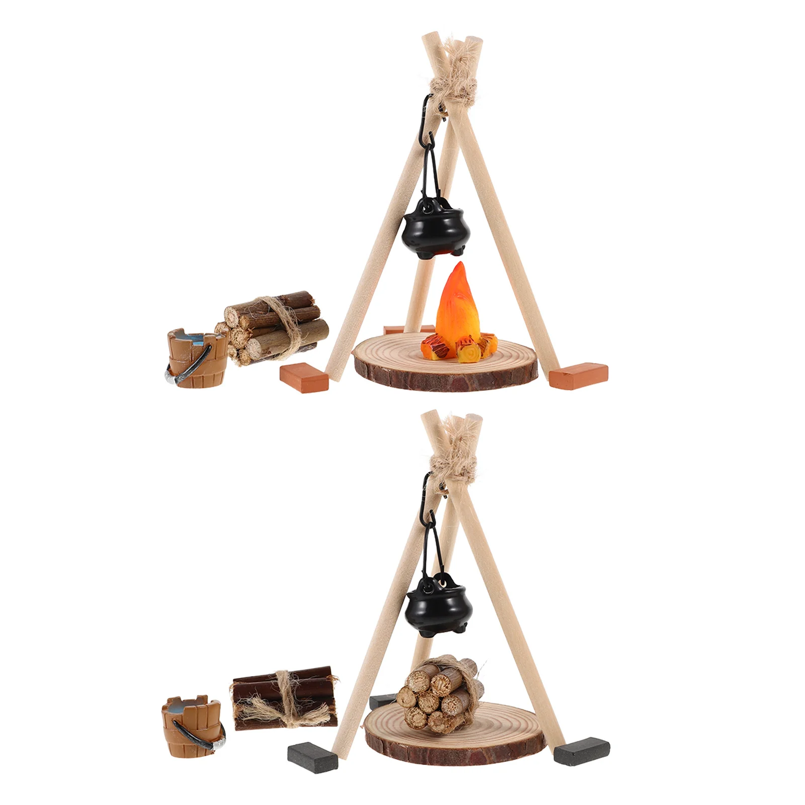 

26Pcs Miniature Campfire Stove Hanging Pot Accessories Realistic Firewood Decoration for Dollhouse Fairy Garden Christmas Micro