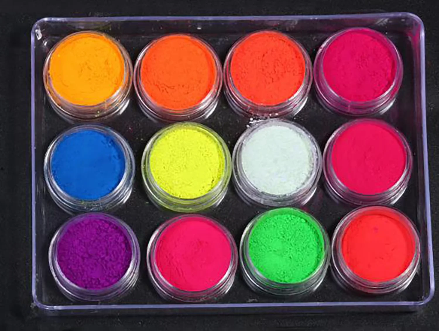 Pó fluorescente de unha de 12 cores 3D pó de halo de unha de alto brilho DIY adequado para iniciantes em casa/prego