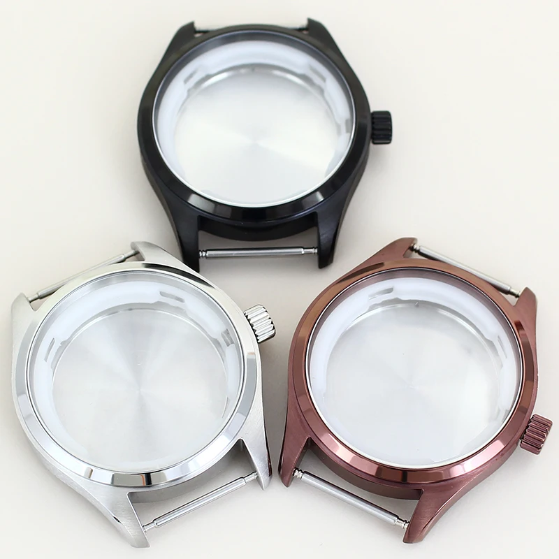 

NH35 40mm Brushed Watch Case Solid Back For Pilot Seiko NH35 NH36 NH38/34 Automatic Movt 33.6-34.3mm Dial Watch Parts 316L Steel