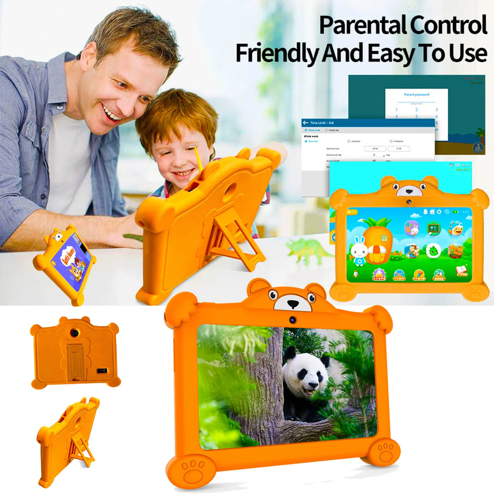 Nuovo tablet WiFi da 7 pollici 5G Quad Core 4 GB RAM 64 GB ROM Bambini che imparano l'educazione Tablet Android 11 PC Doppia fotocamera Google 4000 mAh