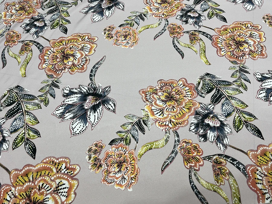 30Momme Elastic Heavy Crepe High Quality Real Silk Clothing Fabric Elegant Flowers Inkjet Designer Cheongsam Qipao Cloth