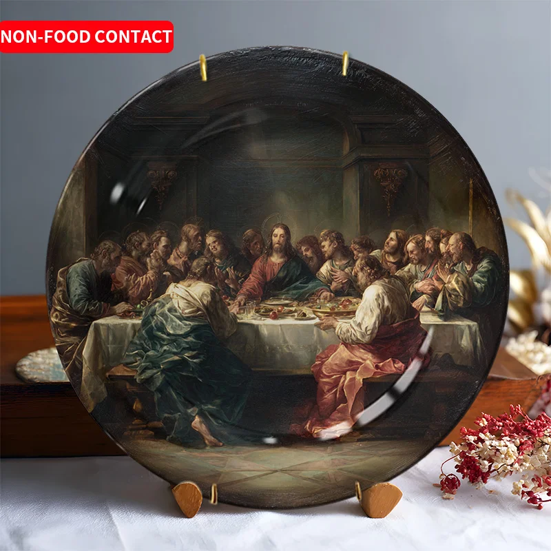 1pcExquisite Ceramic Decorative Plate Hand-Painted Gathering Scene Art Plate for Home Wall Decor Non-Food Contact Living Room