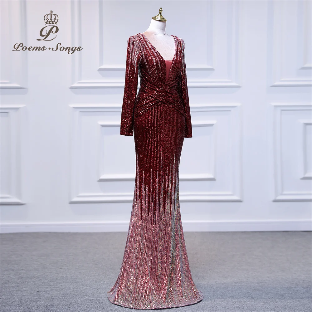 Party dress for wedding 2022 Long sleeve evening dress vestidos de fiesta robe de soiree de mariage formal dress women elegant