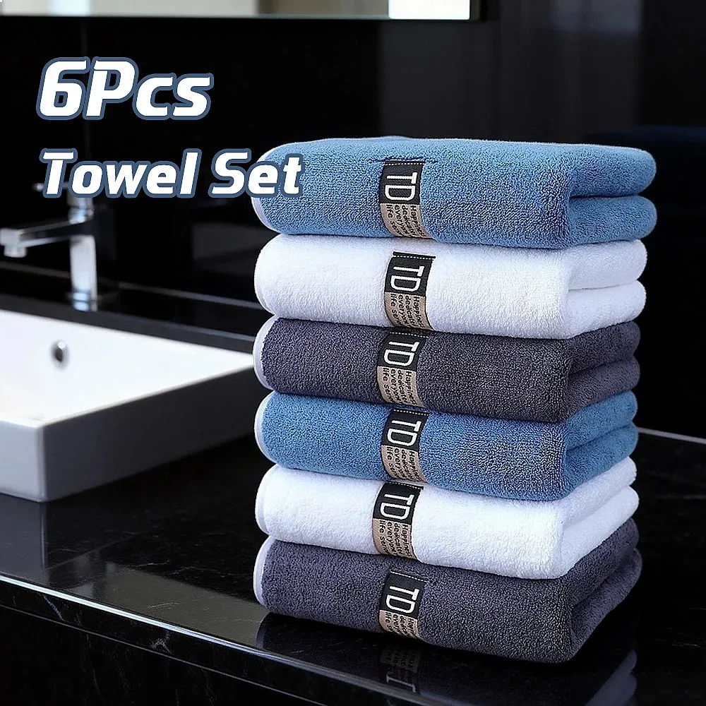 6pcs Thickened Microfiber Towel Set 40x80cm Absorbent Quick-Drying Car Wash Gym Travel