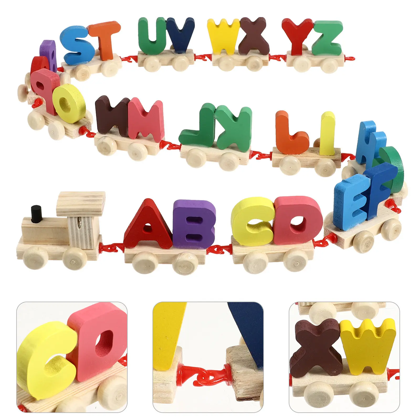 Wooden Magnetic Alphabet Train Set Colorful Letters Early Educational Learning for Kids Toddlers Boys Girls Classroom