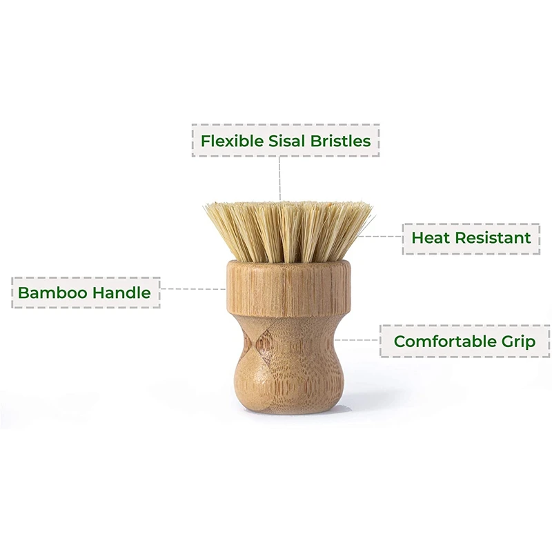 Escova De Prato De Bambu Escova Garrafa De Madeira Para Boca Larga Garrafas Copos e Frascos, Escova De Prato Para Prato De Limpeza, Pote