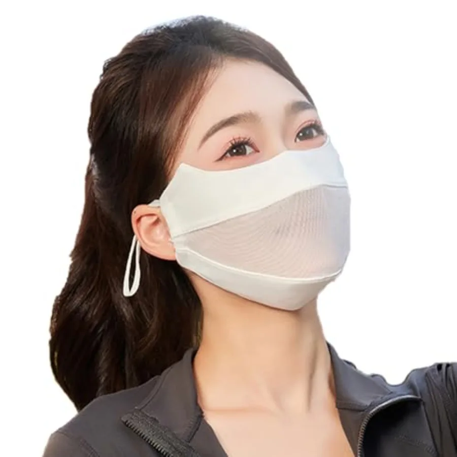 

UV Guard Face Mask, UPF 50+ Reusable Outdoor Sun Protection, Slim Fit, Moisture Wicking Cooling Satin Weave, Breathable Mesh