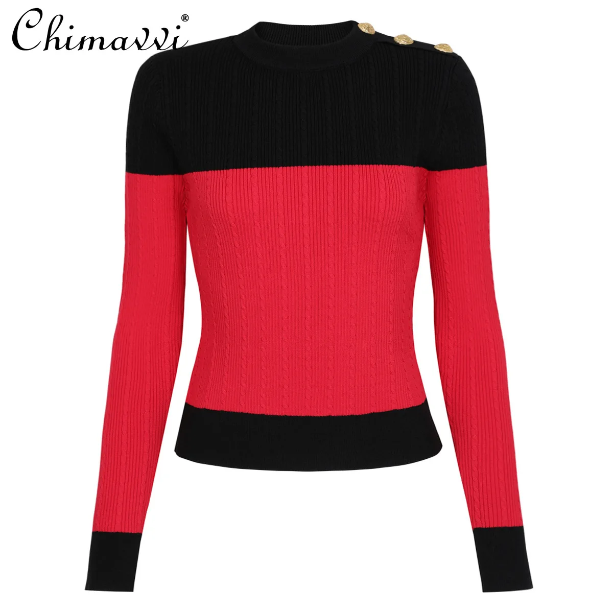 Весенне-осенний новый высококачественный модный тонкий вязаный базовый топ с длинными рукавами, универсальный женский свитер с круглым вырезом для поездок на работу