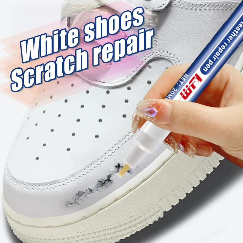 KJM White Shoe Repair Pen Scratch And Scuff Remover for Leather Sneakers Water-Based Quick Dry Firm Coloring Easy Operation image 4