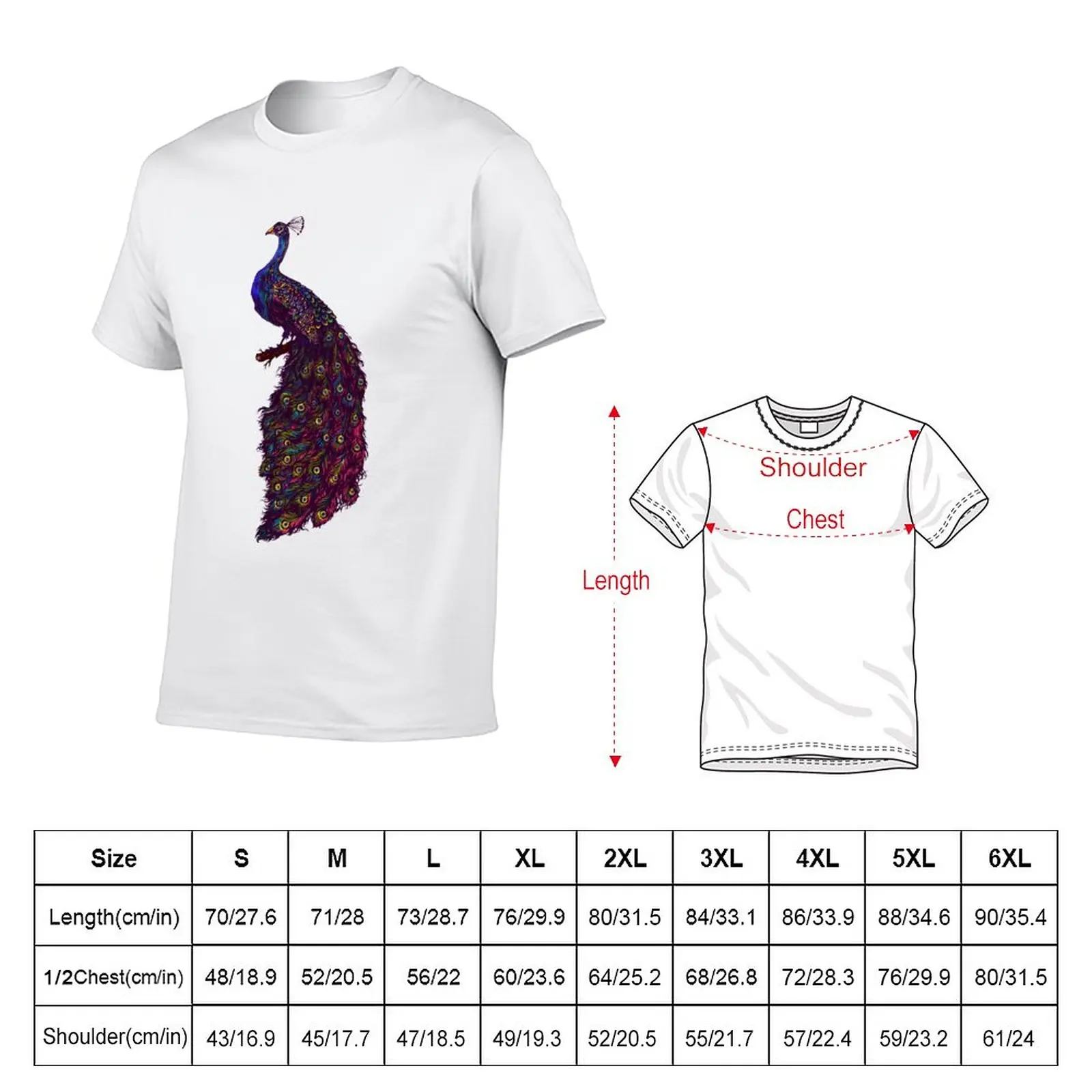 New Bloom! - Colorful Peacock T-Shirt oversized t shirt funny t shirts summer top hippie clothes mens white t shirts