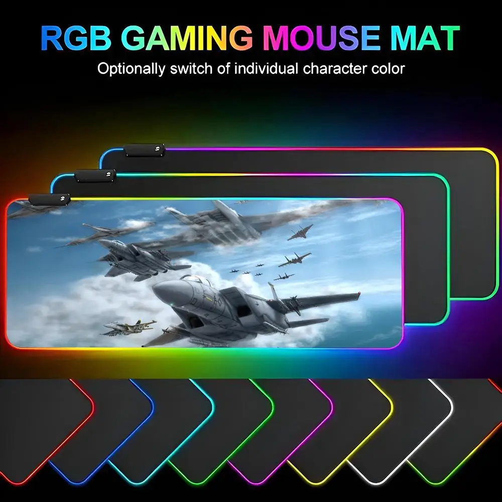 Ace Combat Mouse Pad Gamer RGB Deskmat Keyboard Mat Gaming Laptops LED Mousepad Desk Protector Anime Mause Mats