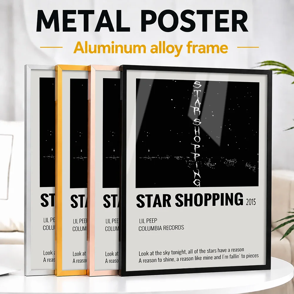 Lil Peep Star Shopping Album Metal Poster With Aluminum Alloy Frame Personalized Graphic Design Wall Art For Listening Lounge
