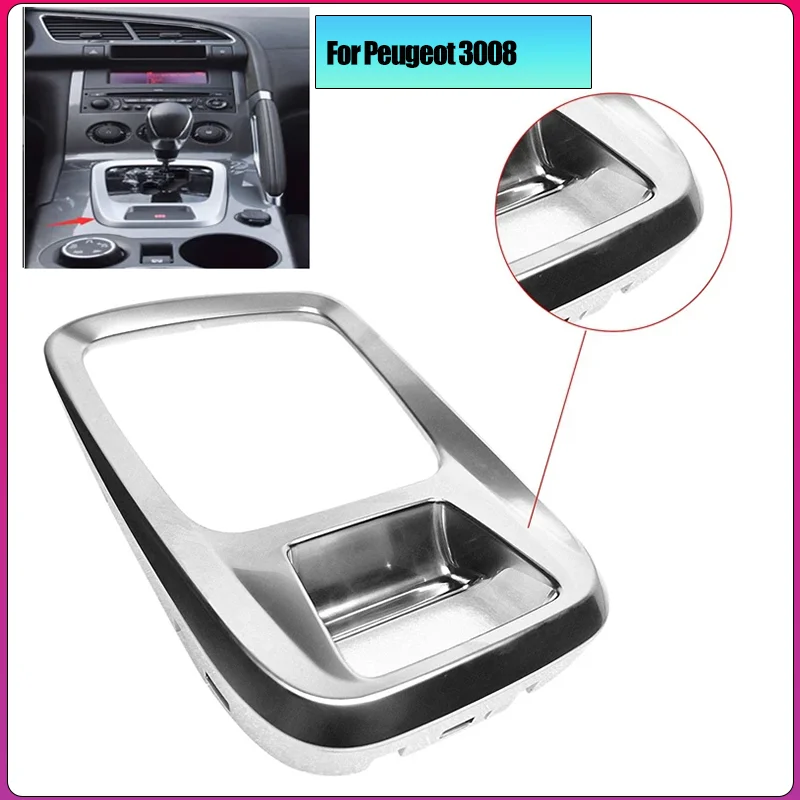 

Chrome Replacement Car Gear Shift Box Cover Trim Sticker For Peugeot 3008 Decoration Frame Interior Accessories
