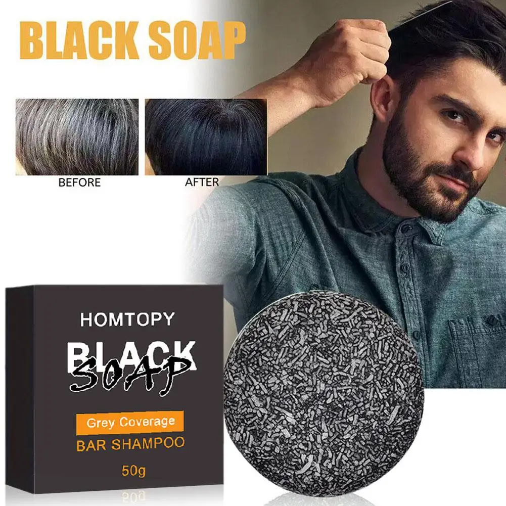 

50g Hair Darkening Shampoo Soap Bar Repair Gray White Hair Soap Hair Color Natural Dye Shampoo Black Gloss Hair Care For Me F5A8