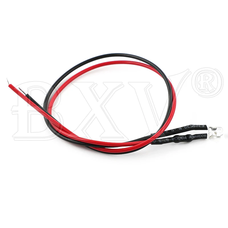 10 pz 24V 12V 3-6V 5MM LED con linea LED diodo a emissione luminosa/12V lunghezza linea 20CM capelli bianchi bianco rosso verde giallo blu arancione