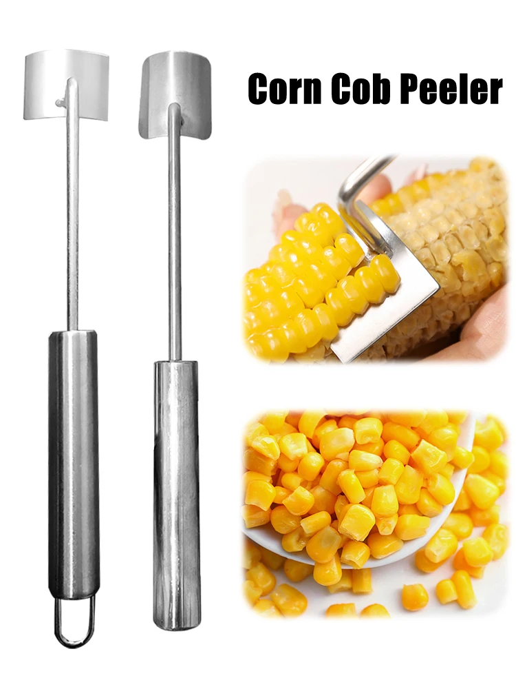 Creative Stainless Steel Corn Cob Peeler Planer Tool with Ergonomic Handle Corn Stripper Quick Removing Corn Kernel Removing