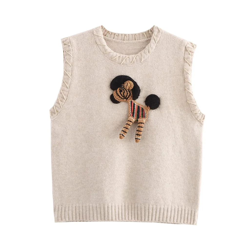 Débardeur tricoté brodé de poney pour femmes, pull doux et gluant de Style occidental, nouveau gilet empilé, printemps