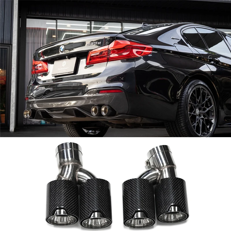 

Dual Out Exhaust Tip Carbon Fiber Muffler Tip H Shape Tailpipe For BMW 525i 528i 530i G30 G31 2018+ 5 Series Exhaust Tip Nozzle