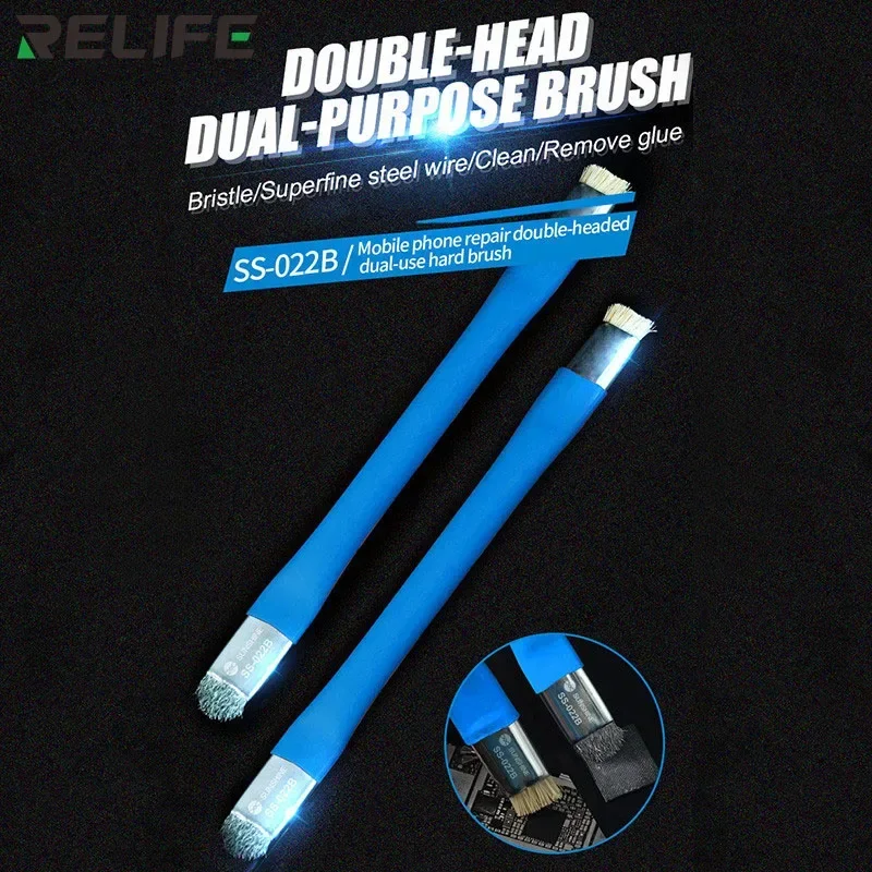 

SS-022B Двусторонняя жесткая щетка из сверхтонкой стальной проволоки для материнской платы, набор инструментов для ремонта мобильных телефонов, антистатическая щетка для чистки