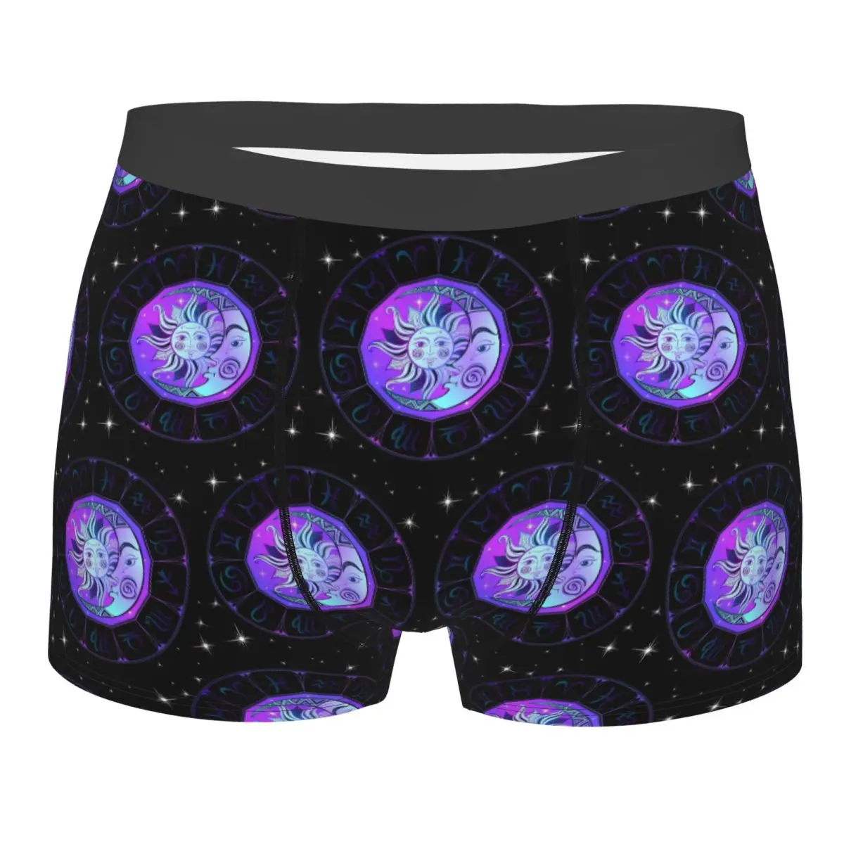 Boxer Underpants Shorts Zodiac Wheel Space Purple Panties Men's Comfortable Underwear for Homme Man Boyfriend Gifts