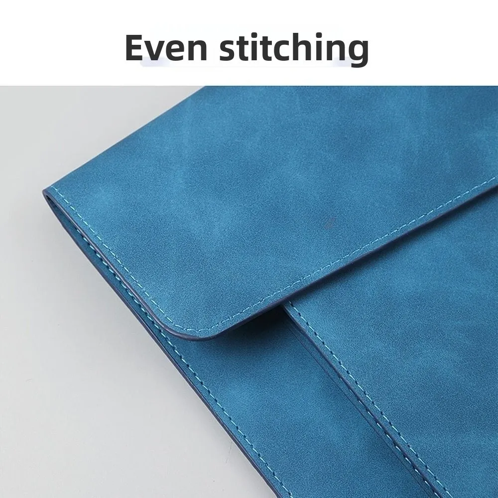 

Large Capacity A4 Leather Document Bag Simple Magnetic Button Double Layer File Folder with Rope Elegant Waterproof Laptop Cases