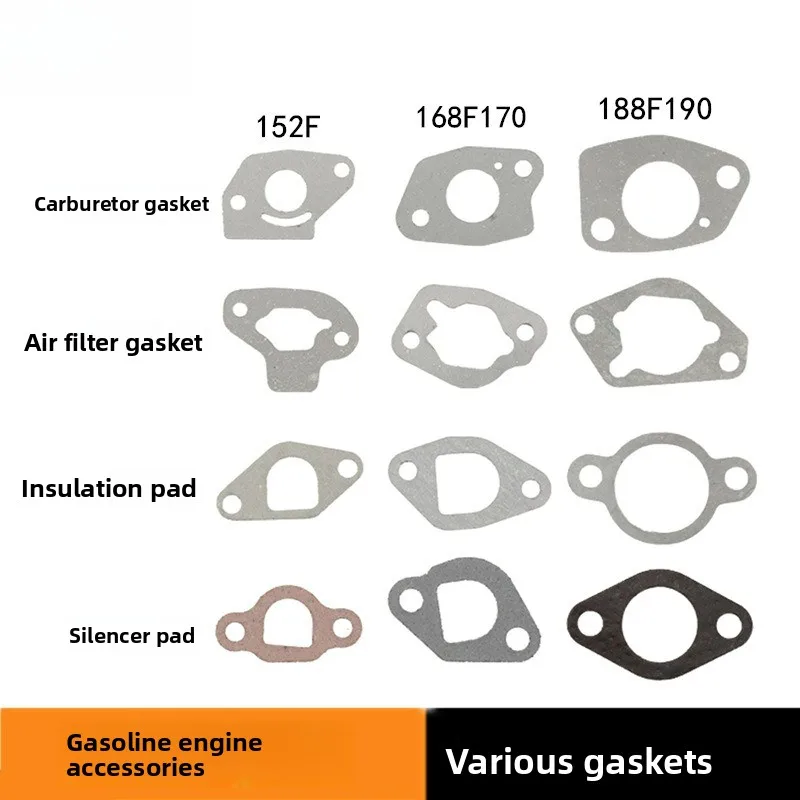 188F190 Small Engine Accessories Carburetor Gasket Muffler Air Filter Insulation Sealing Paper GX160 Engine Part for Lawnmowers